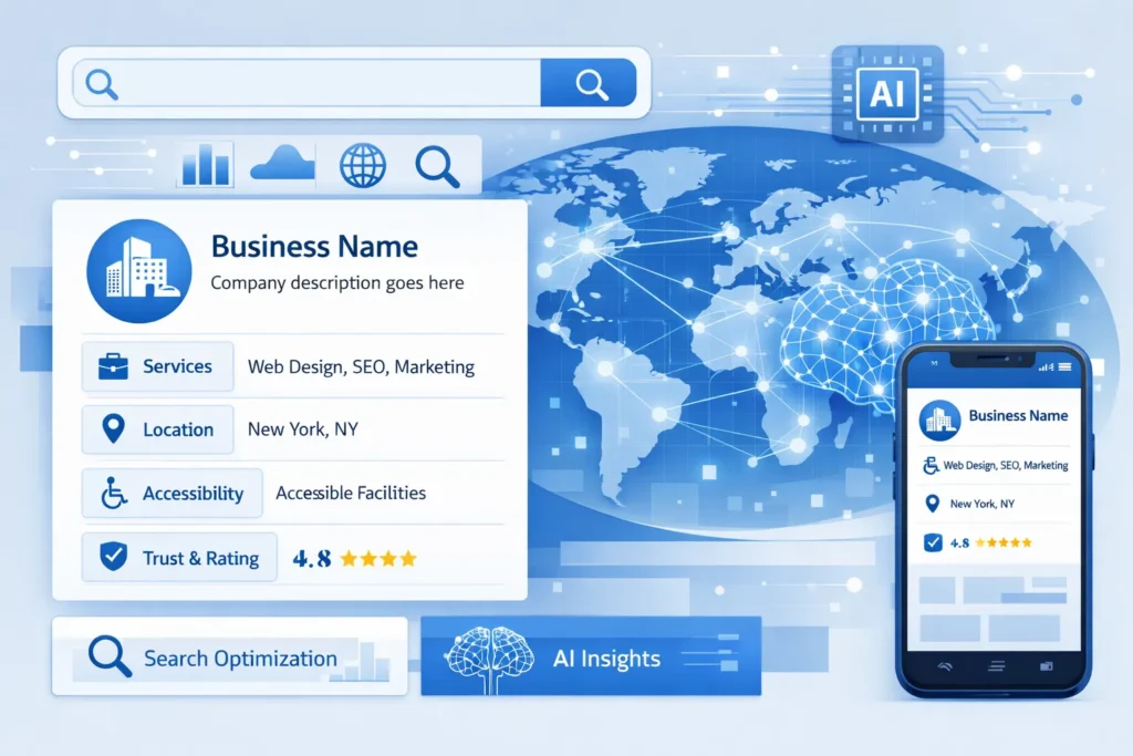 Business description and attributes optimized for SEO and AI search visibility