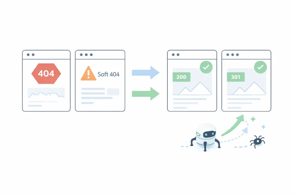 Difference between 404 and soft-404 errors and how to fix them