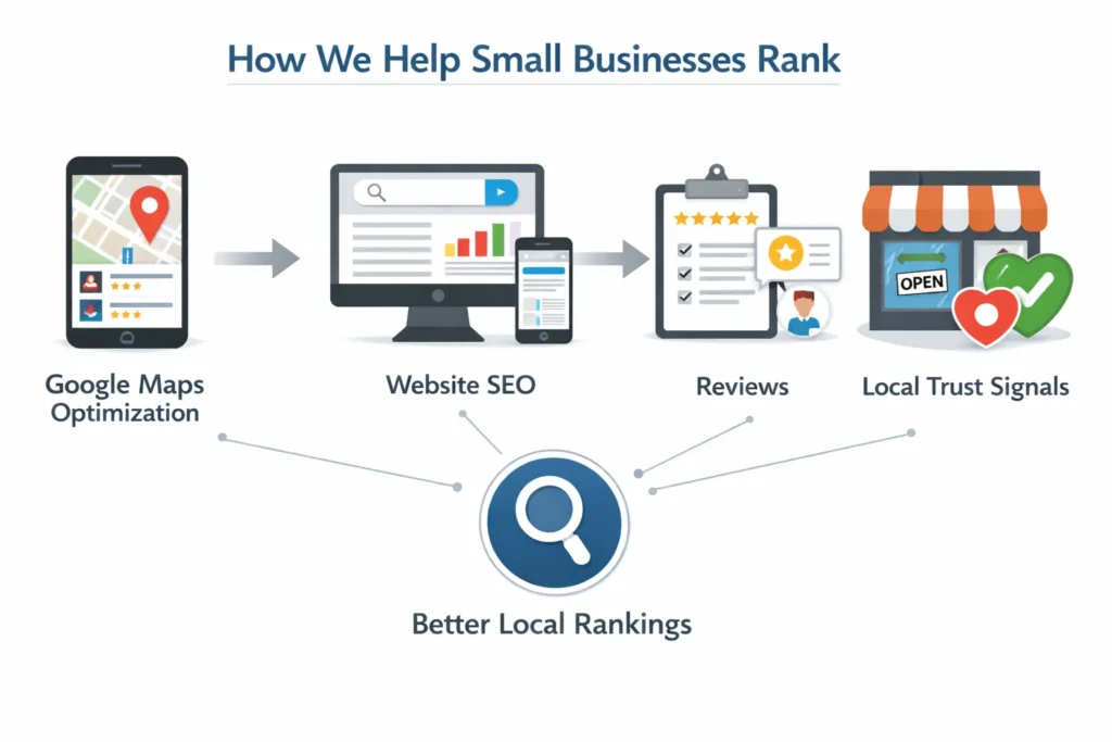 Small business ranking higher than competitors in local search results through effective local SEO strategy