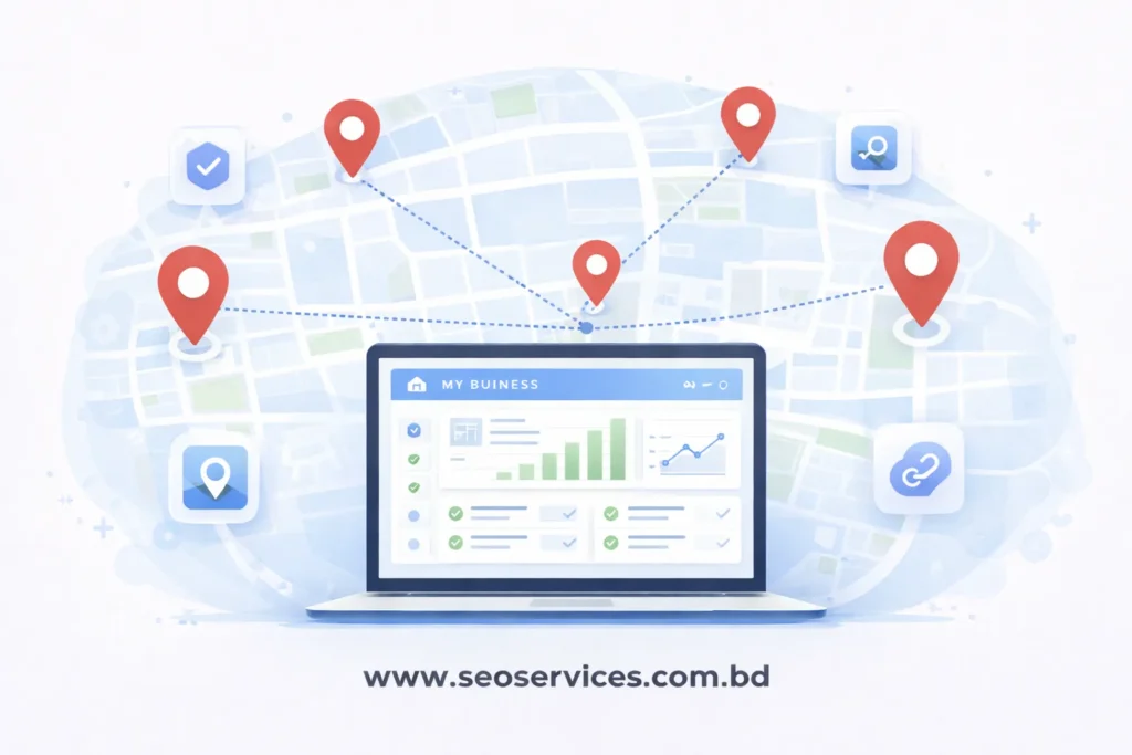 Multi-location governance system managing local SEO across location