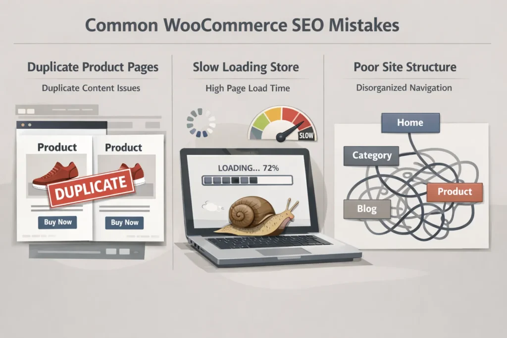 Common WooCommerce SEO mistakes affecting product rankings and site performance
