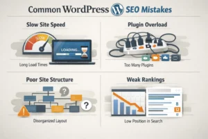 Common WordPress SEO mistakes affecting site structure, performance, and rankings