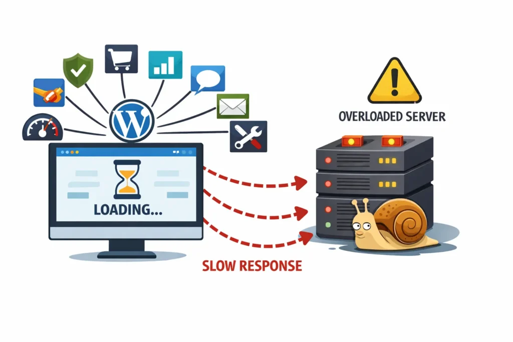 Too many WordPress plugins and poor hosting causing slow website speed