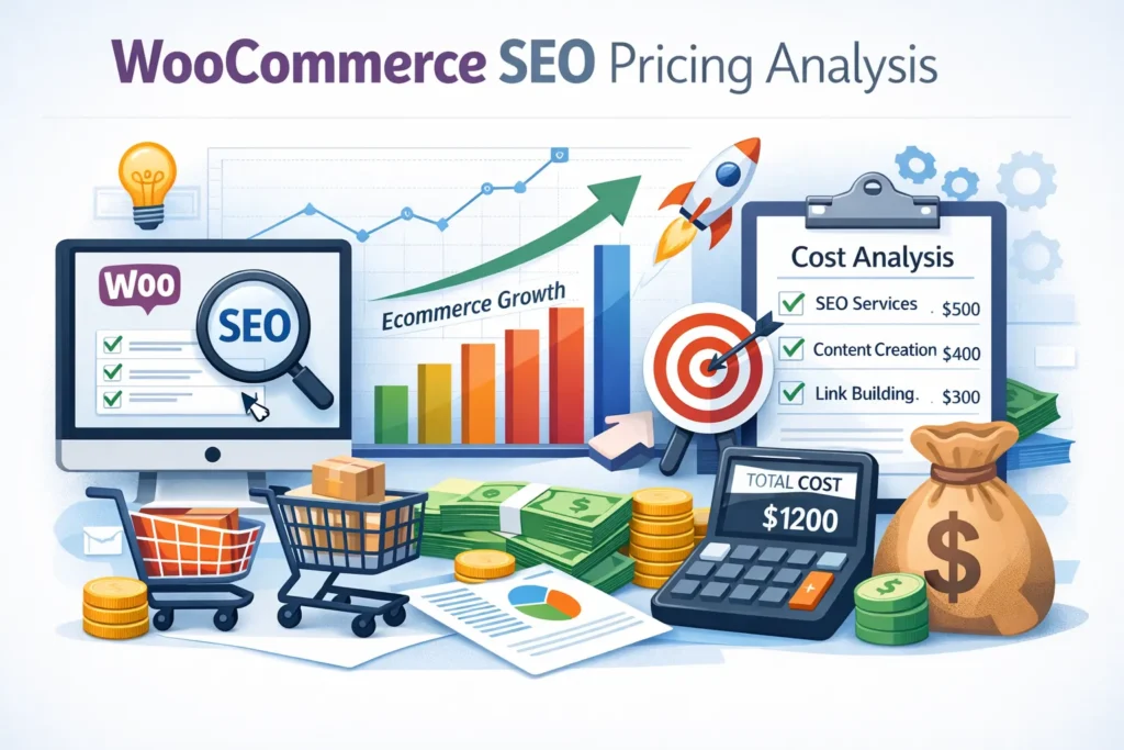WooCommerce SEO pricing in Bangladesh showing ecommerce growth and strategy planning
