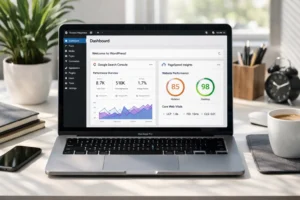 technical SEO for WordPress dashboard showing site performance and indexing