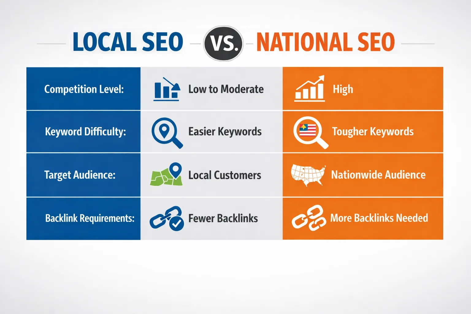 Local vs National Organic SEO USA: Key Differences & Strategy Guide