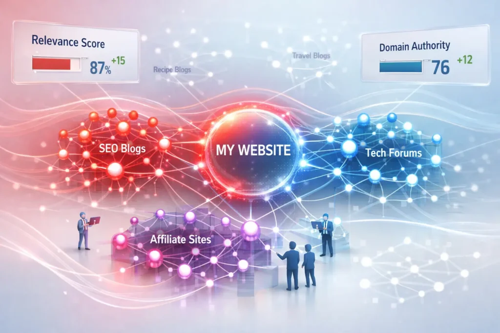 Network of niche-relevant websites interconnected with strong backlinks