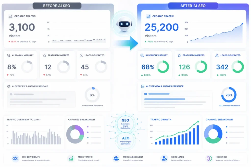 AI SEO Case Study USA | 712% Organic Traffic Growth with AI SEO