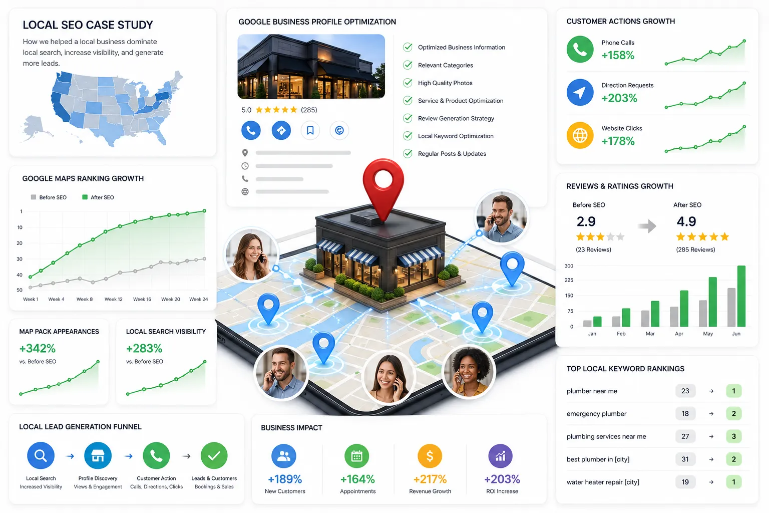 Local SEO Case Study: 542% Increase in Local Leads for a USA Business