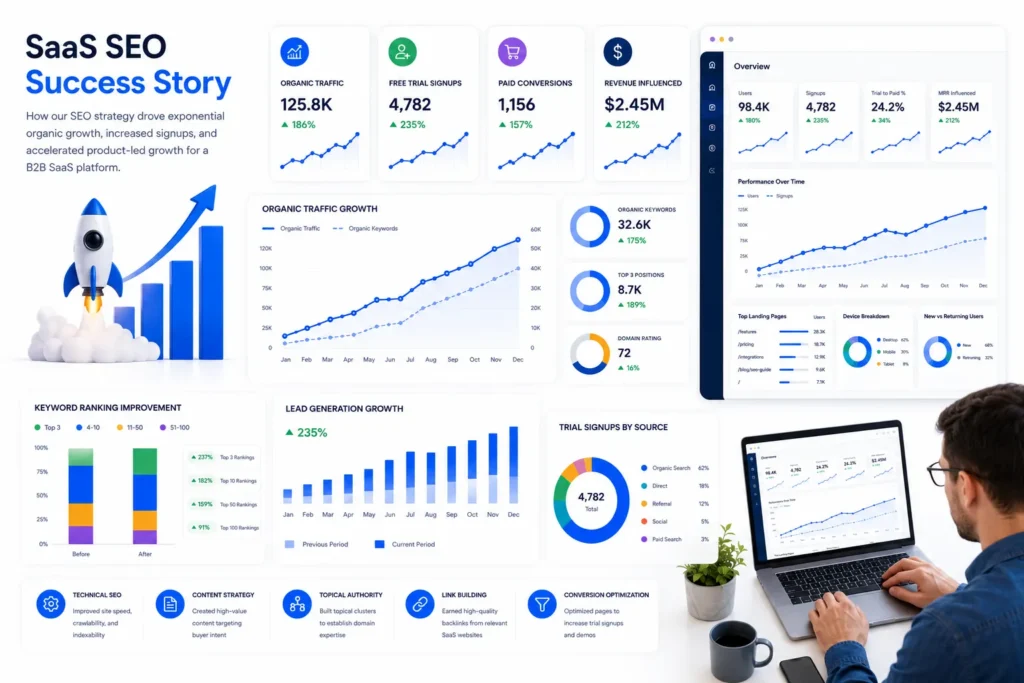 SaaS SEO Case Study | 782% More Organic Signups & Traffic Growth
