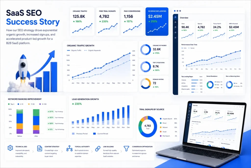 SaaS SEO Case Study | 782% More Organic Signups & Traffic Growth